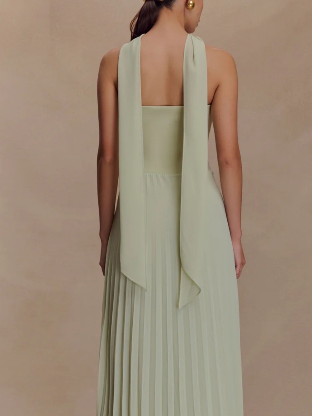 Meshki Strapless Pleated Maxi Dress in Sage Green Caira - Picture 2 of 4